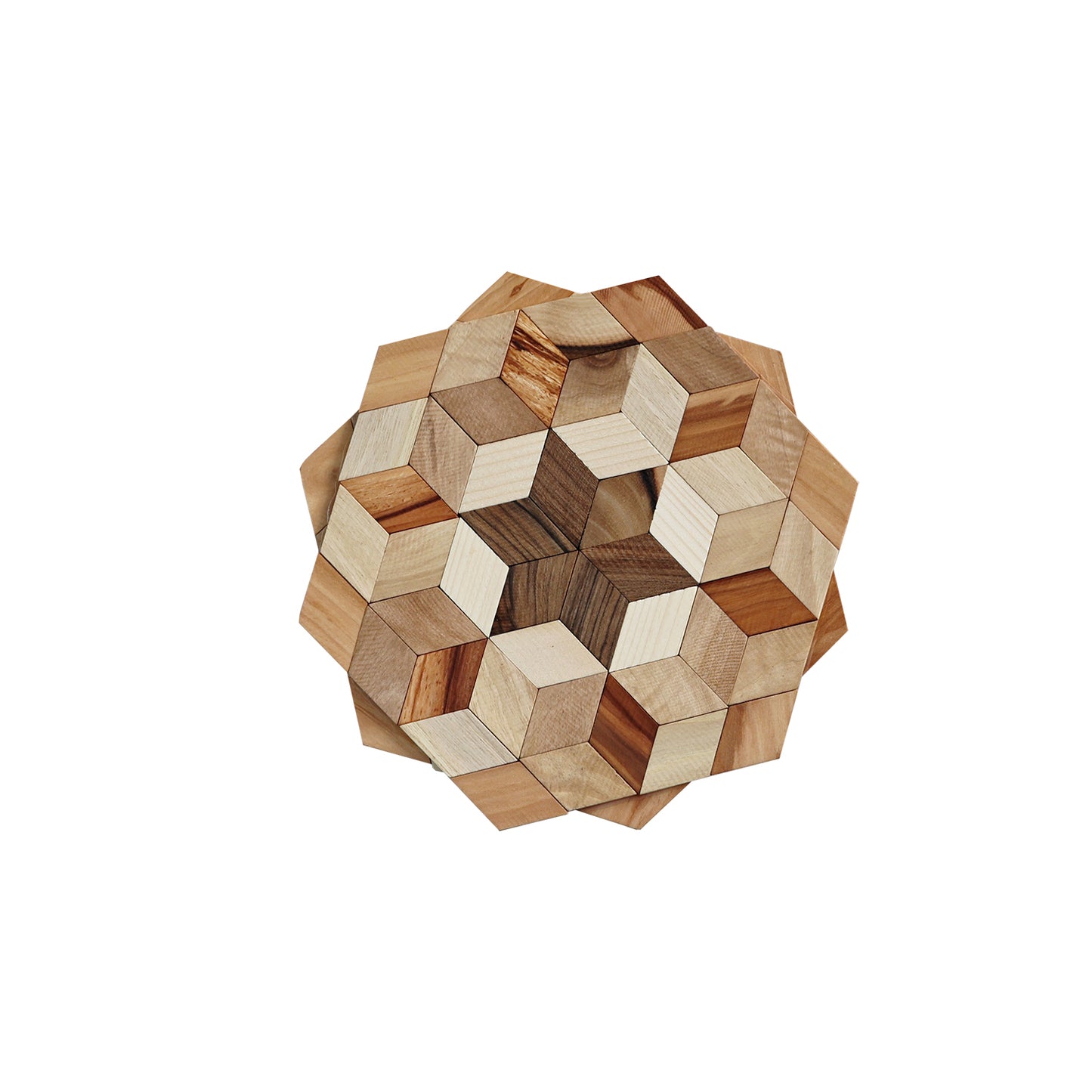 Decorative Wooden Stand with 3D "Cubes" Pattern