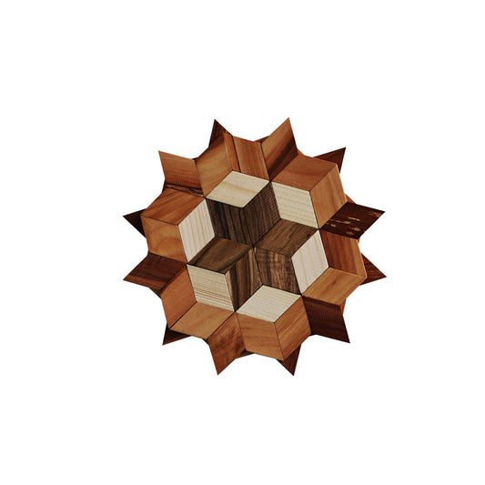 Decorative Wooden Stand with "Star" Geometric Pattern