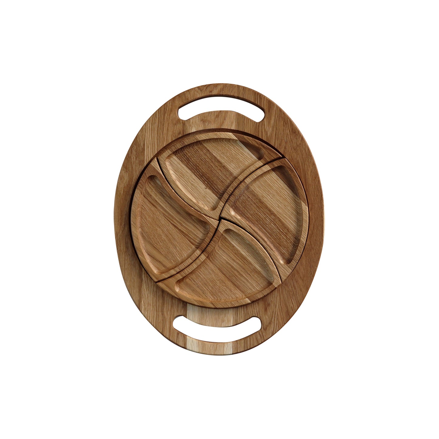 Round рlate for serving with Five Sections and a Central Compartment