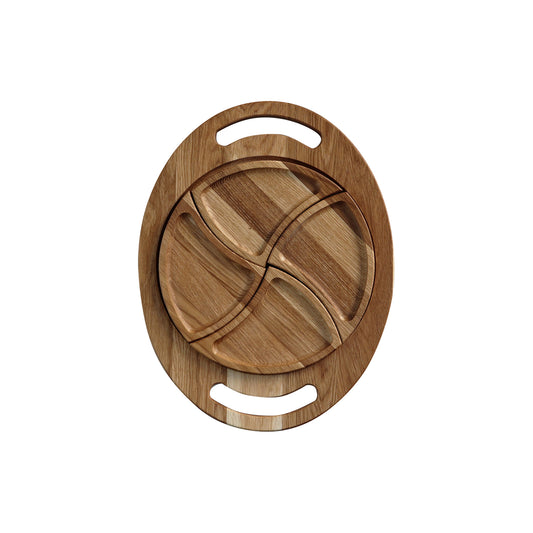 Round рlate for serving with Five Sections and a Central Compartment