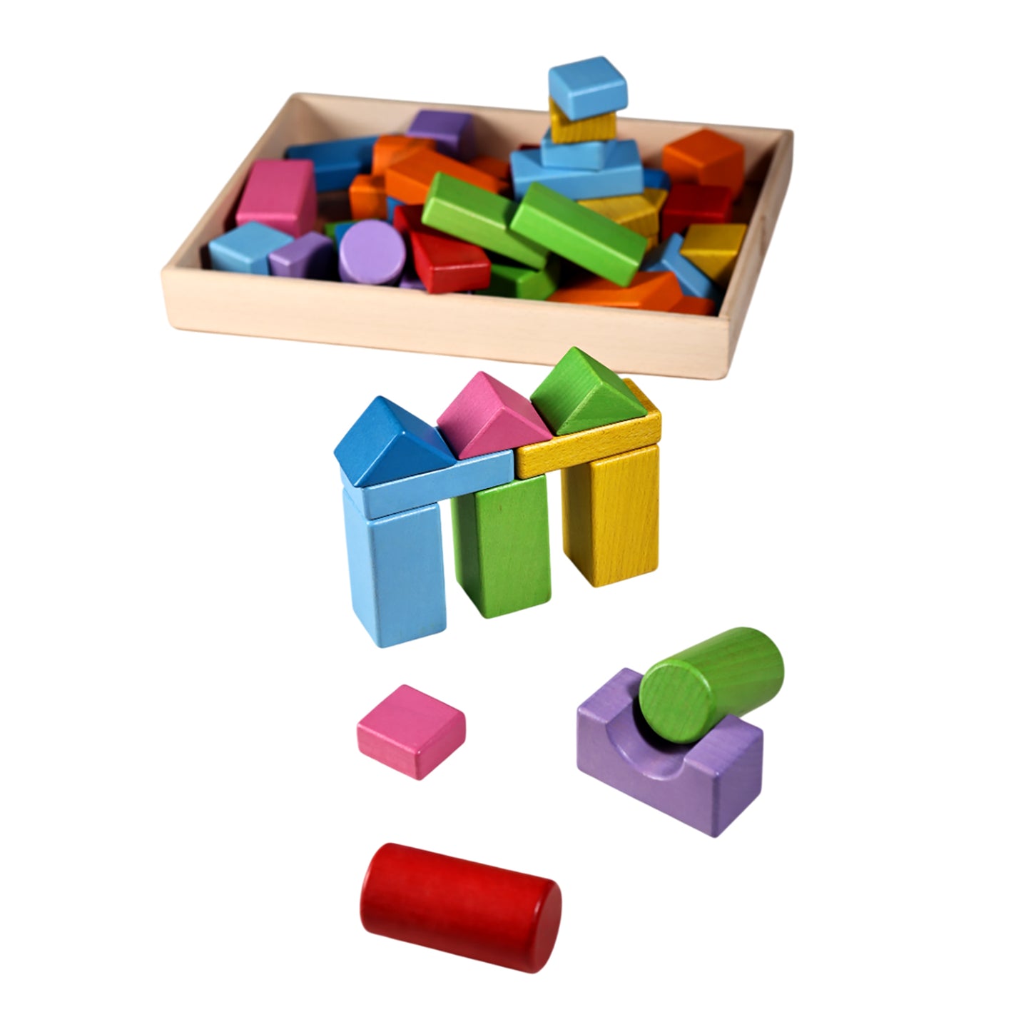Natural Wooden Building Blocks Set
