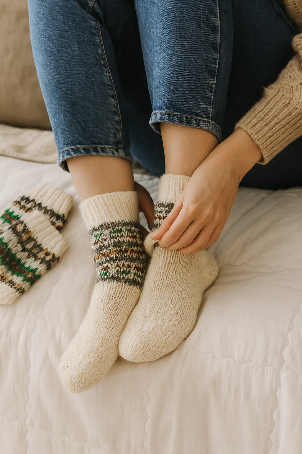 Knitted socks with a pattern