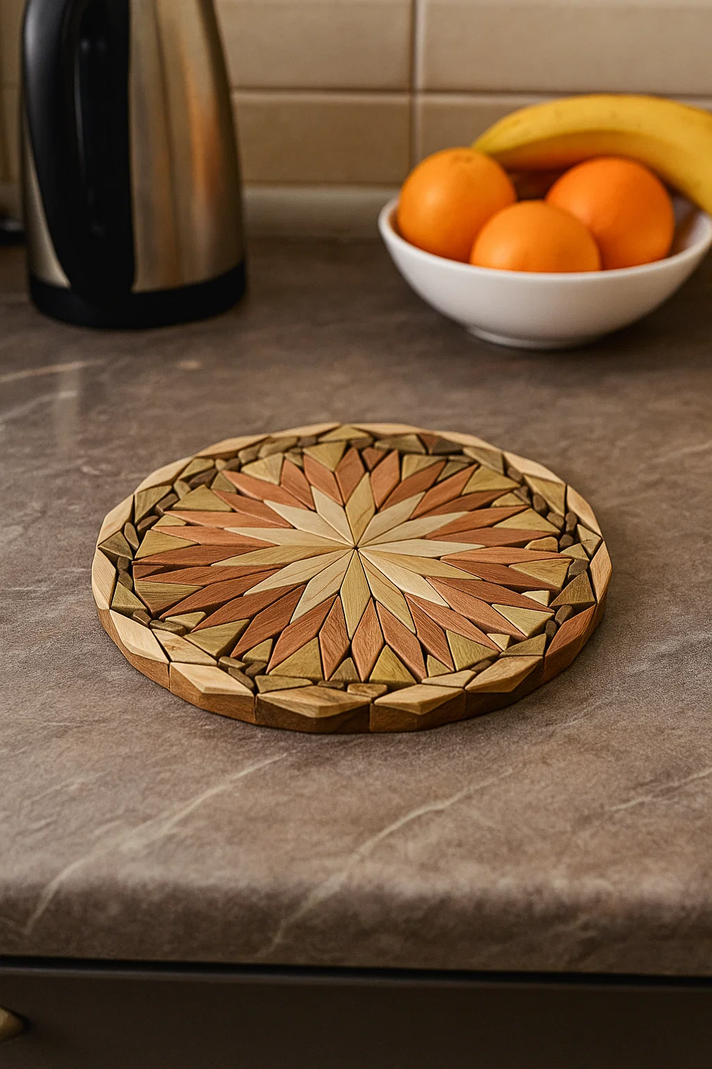 Decorative Wooden Stand with "Flower" Pattern