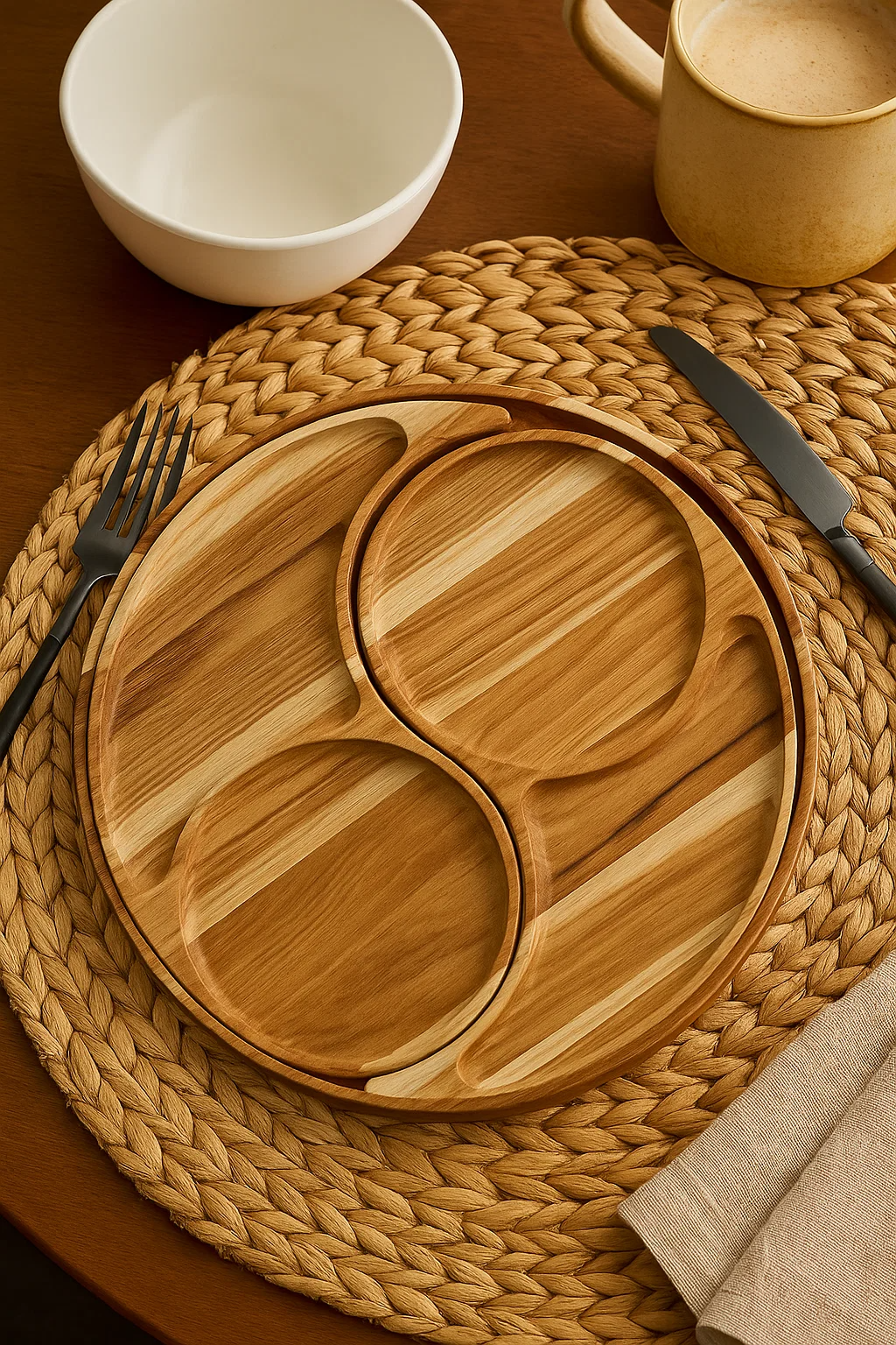 Round рlate for serving with Four "Yin-Yang" Sections