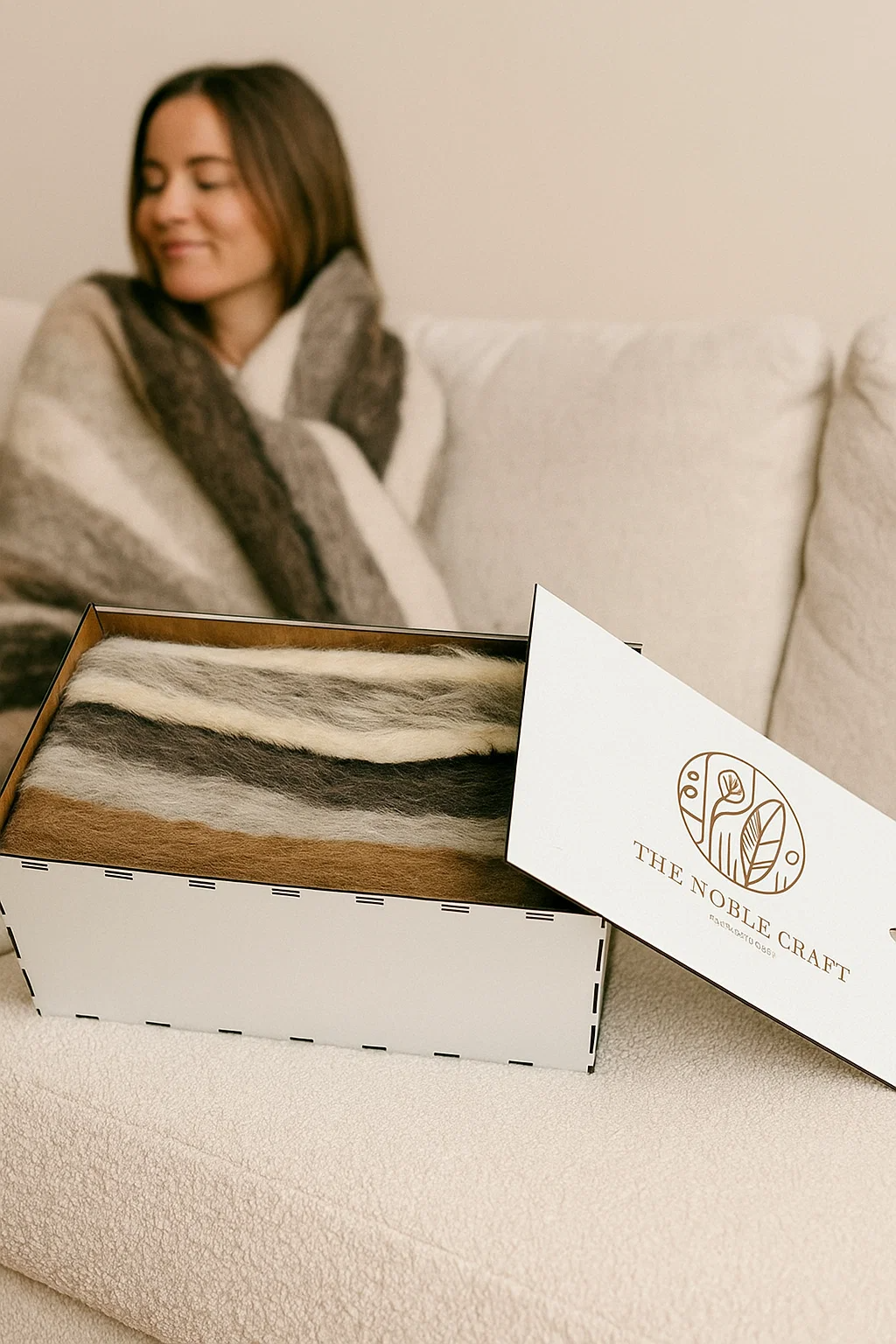 Cozy Wool Throws Stripes Brown