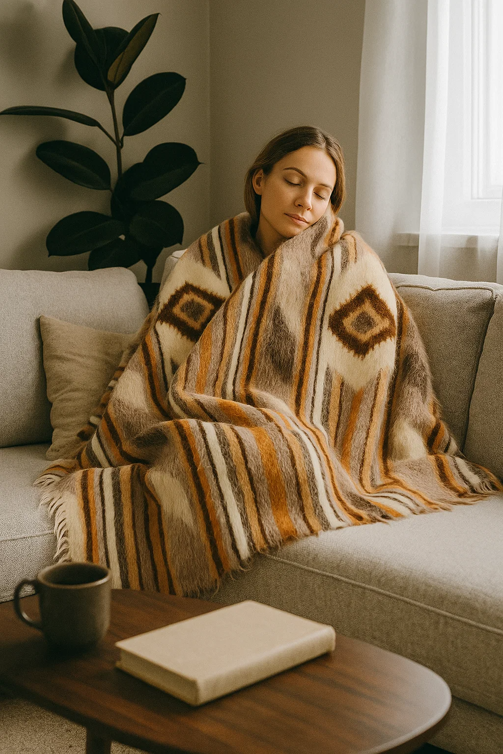 Cozy Wool Throws Rhombus pattern