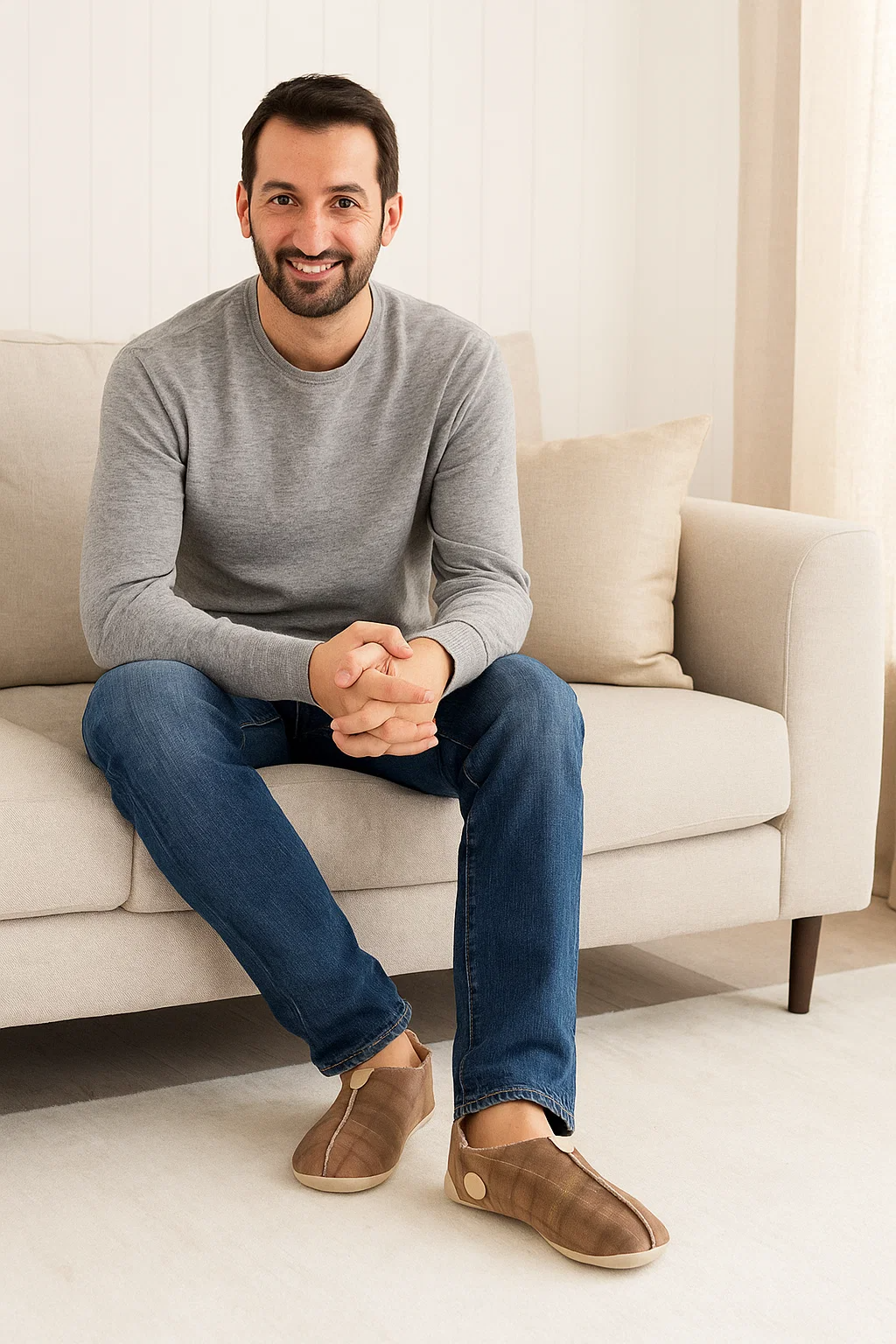 Men's slippers OXFORD Tartan beige