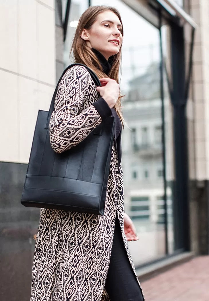 Leather women's shopper bag Betsy black - BN-BAG-10-g-kr