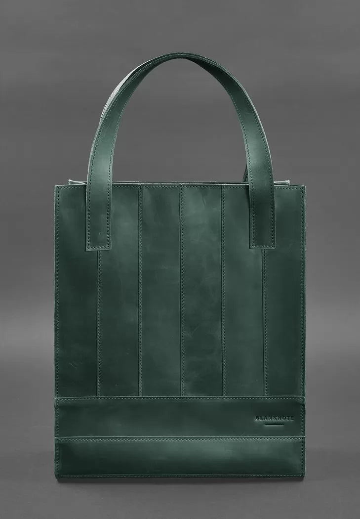 Leather women's shopper bag Betsy green - BN-BAG-10-iz