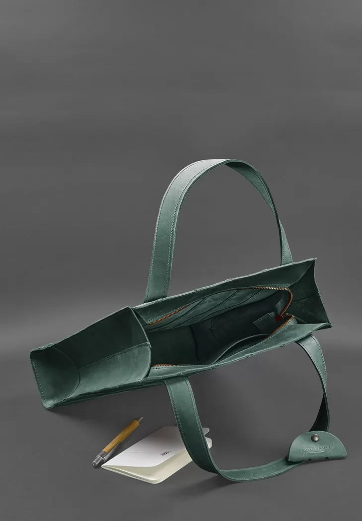 Leather women's shopper bag Betsy green - BN-BAG-10-iz