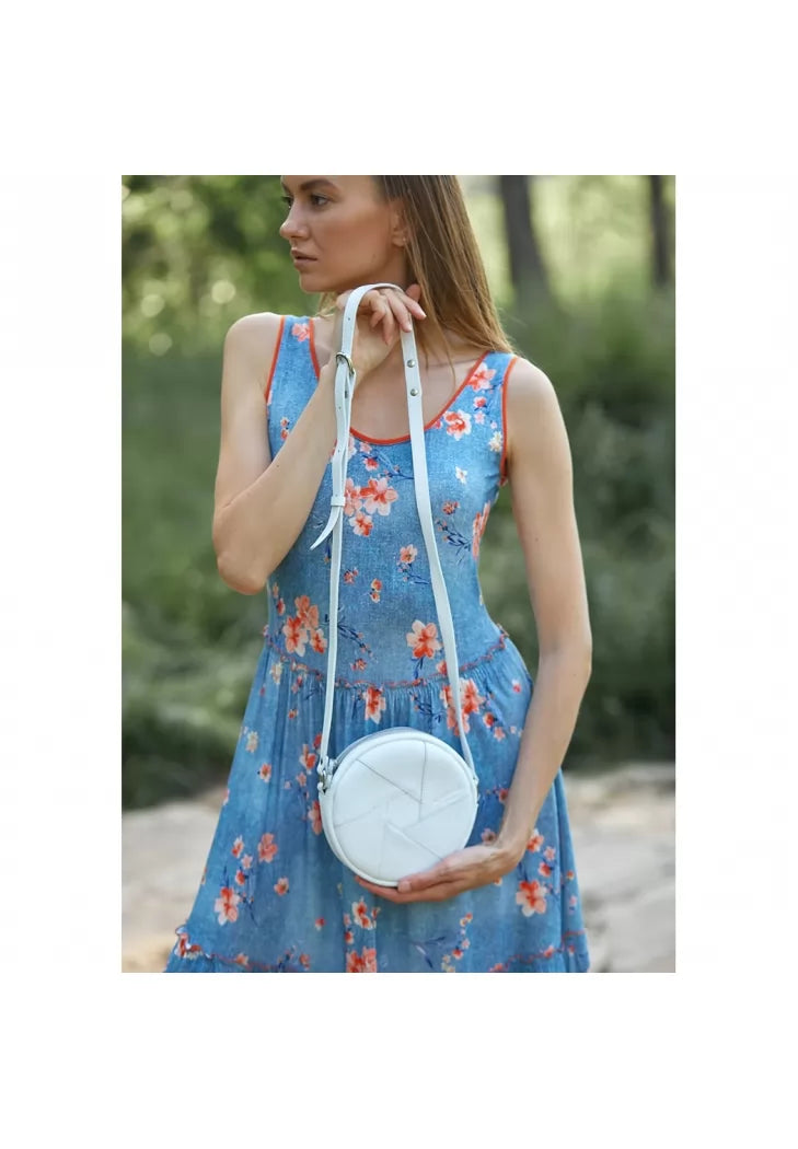 Leather round women's bag Bon Bon white - BN-BAG-11-light