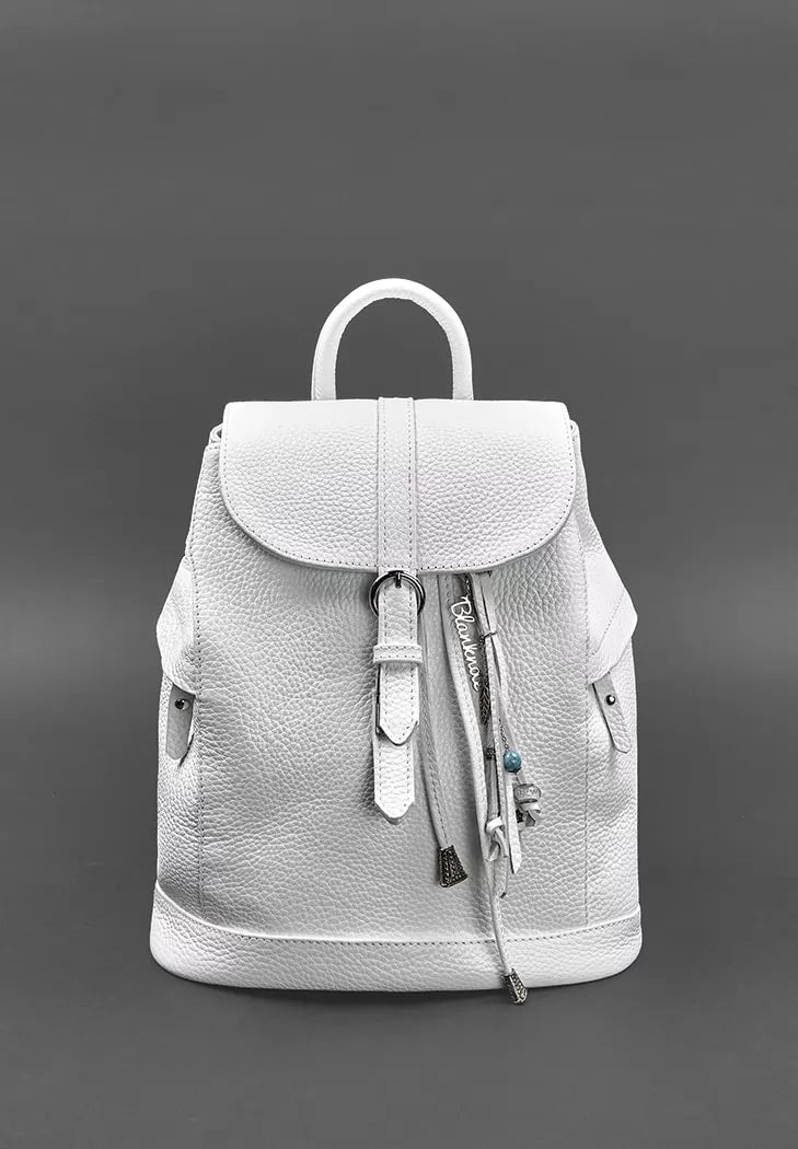 Leather women's backpack Olsen white - BN-BAG-13-white