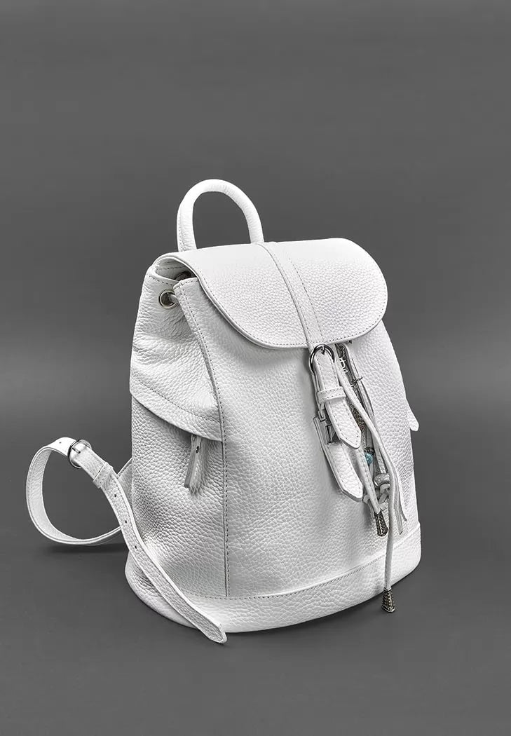 Leather women's backpack Olsen white - BN-BAG-13-white