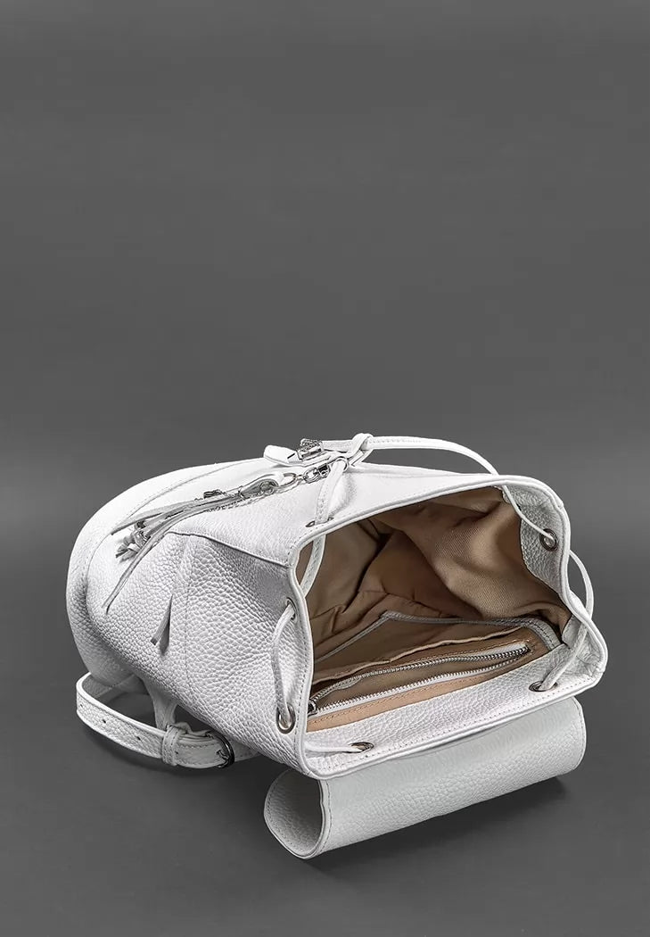 Leather women's backpack Olsen white - BN-BAG-13-white