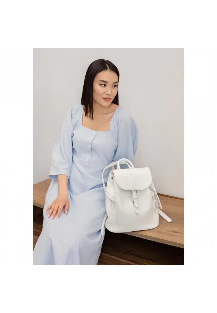 Leather women's backpack Olsen white - BN-BAG-13-white