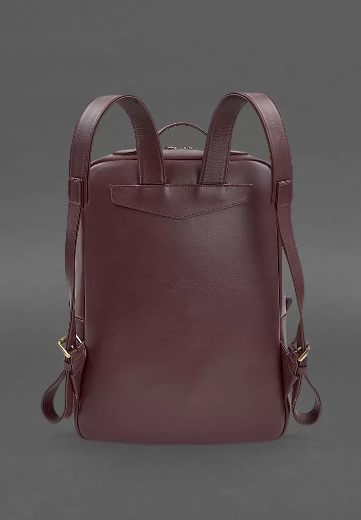 Leather city backpack with zip Cooper maxi burgundy - BN-BAG-19-1-vin