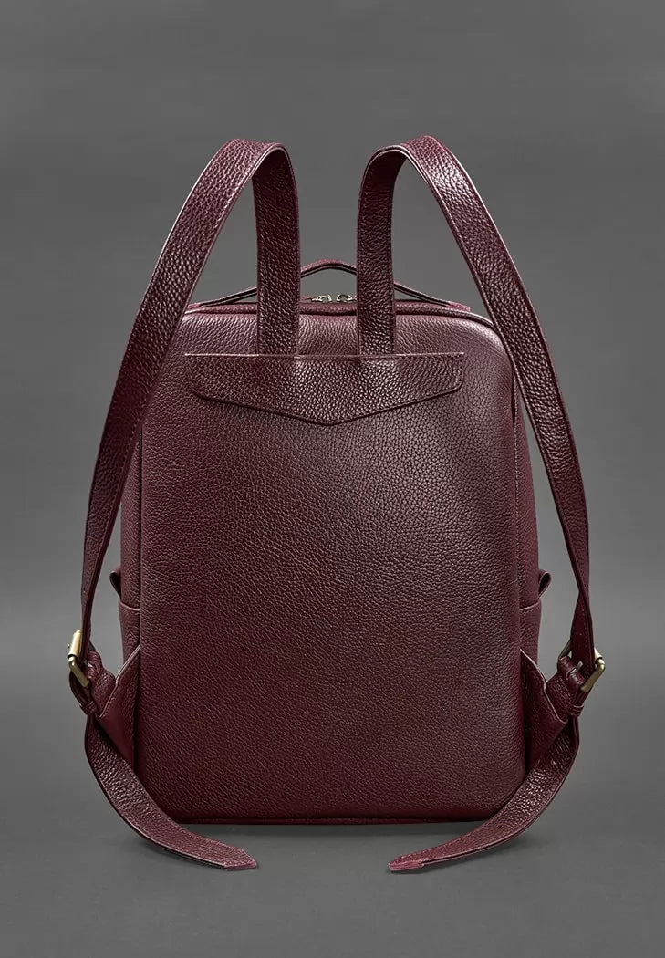 Leather women's city backpack with zipper Cooper marsala navy - BN-BAG-19-marsala