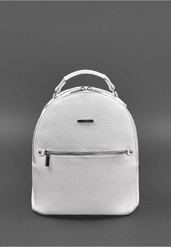 Leather women's mini backpack Kylie white - BN-BAG-22-white