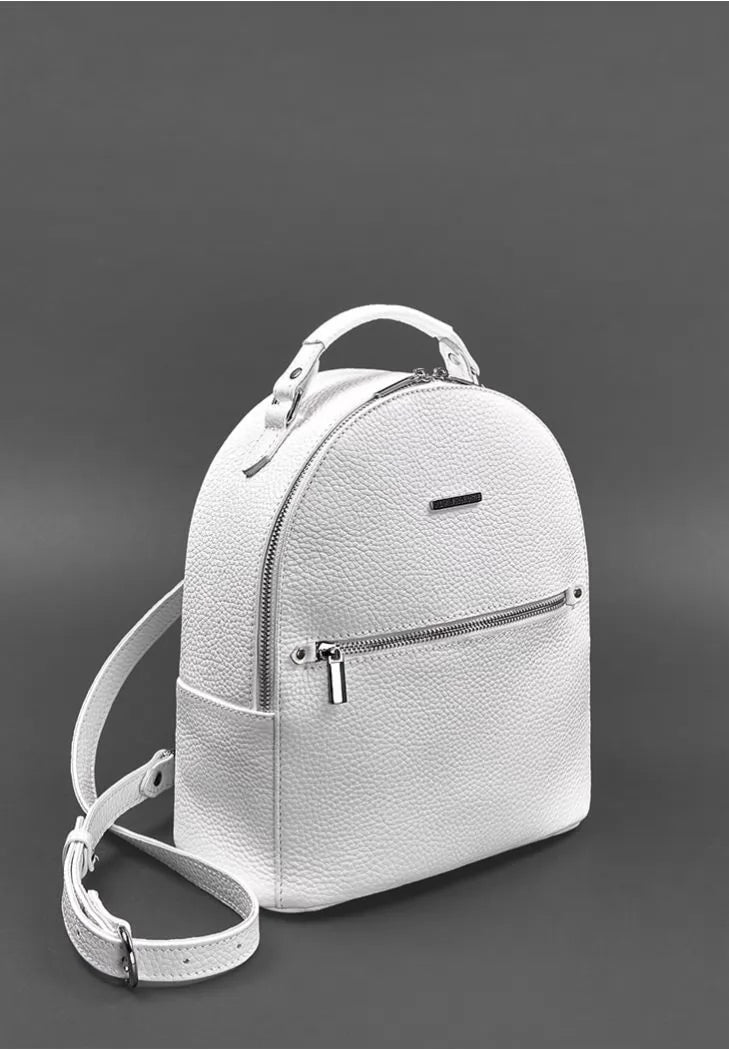Leather women's mini backpack Kylie white - BN-BAG-22-white