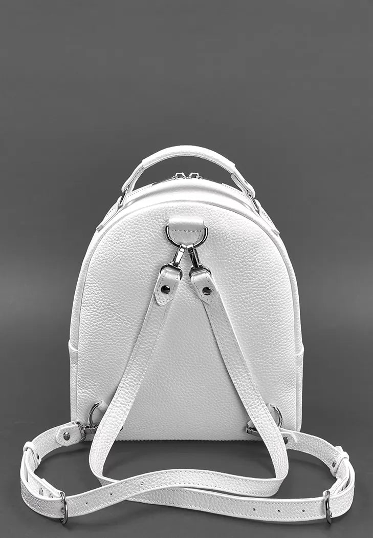 Leather women's mini backpack Kylie white - BN-BAG-22-white