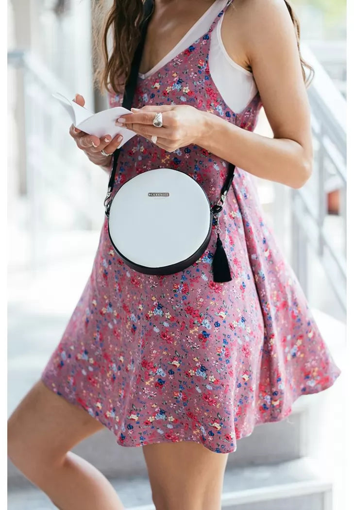 Round women's leather handbag Tablet black and white - BN-BAG-23-day-night