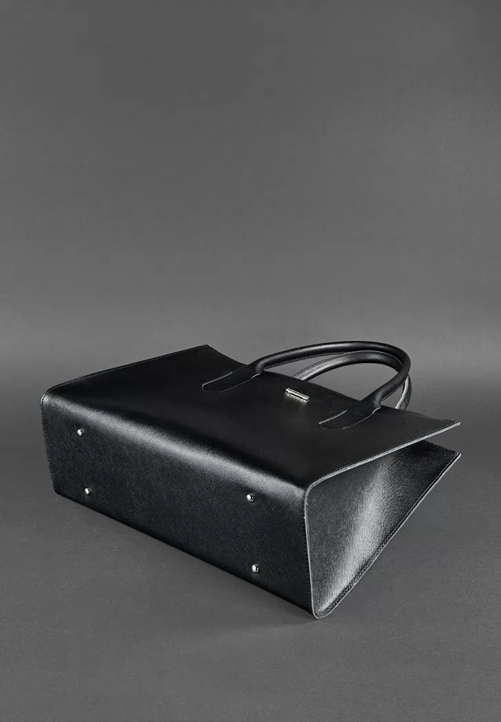 Leather women's shopper bag black Blackwood - BN-BAG-27-bw