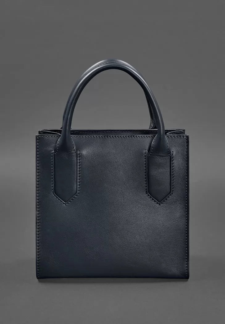 Leather women's crossbody bag navy blue - BN-BAG-28-navy-blue