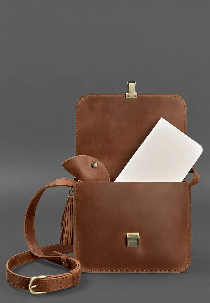 Leather women's boho bag Lilu light brown Crazy Horse - BN-BAG-3-k-kr