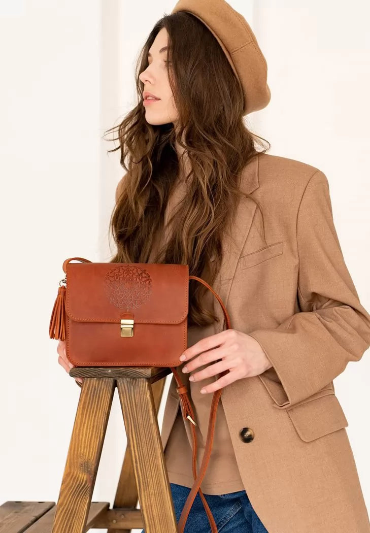 Leather women's boho bag Lilu light brown Crazy Horse - BN-BAG-3-k-kr