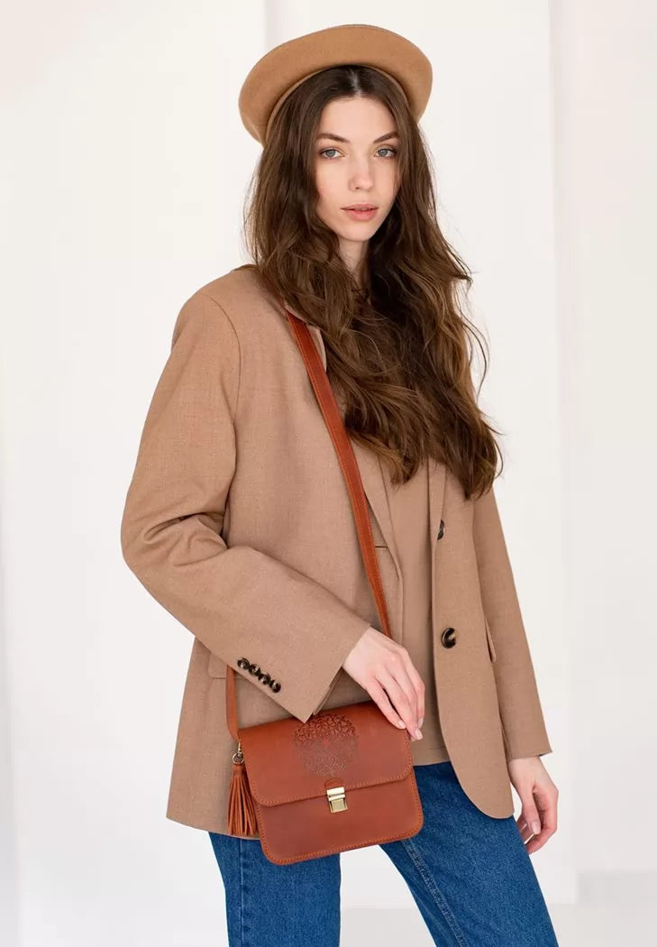 Leather women's boho bag Lilu light brown Crazy Horse - BN-BAG-3-k-kr