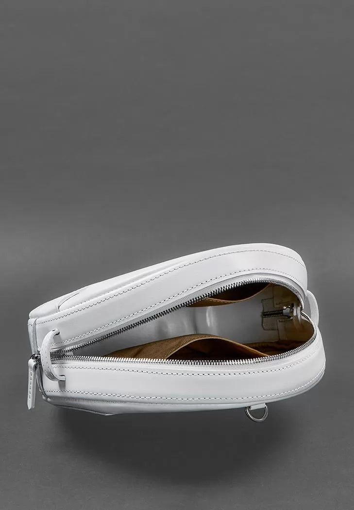Leather women's round Maxi backpack bag white - BN-BAG-30-light