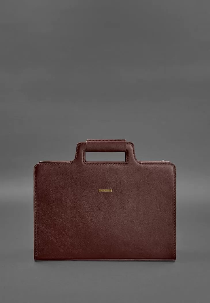 Women's leather bag for laptop and documents burgundy - BN-BAG-36-vin