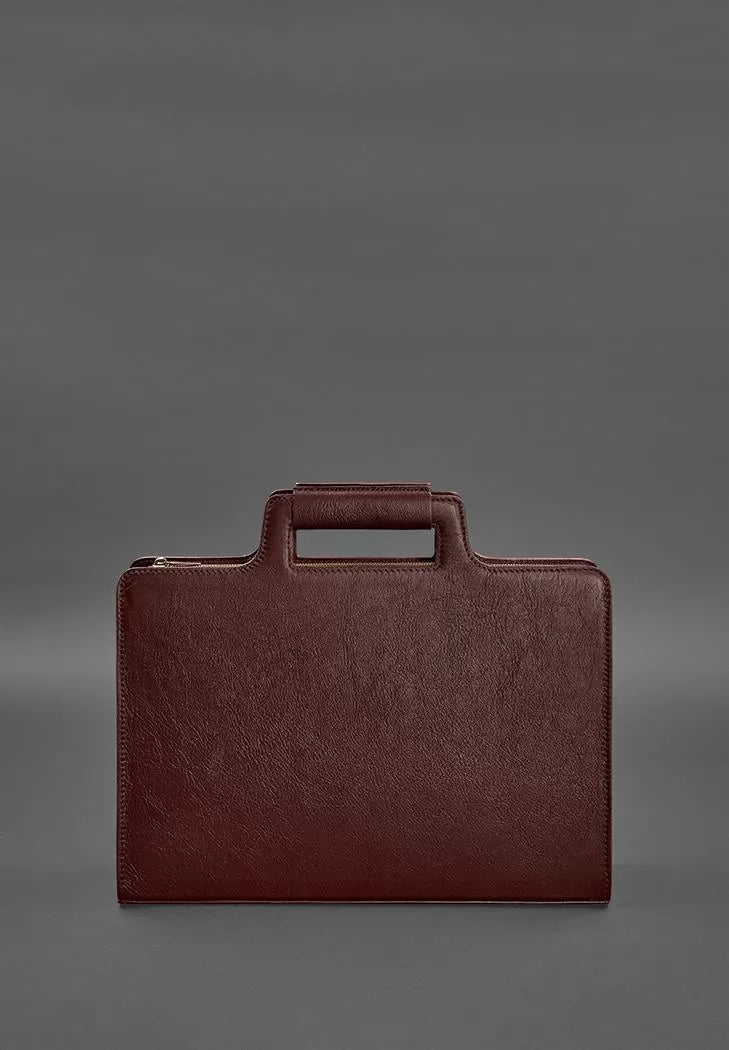 Women's leather bag for laptop and documents burgundy - BN-BAG-36-vin