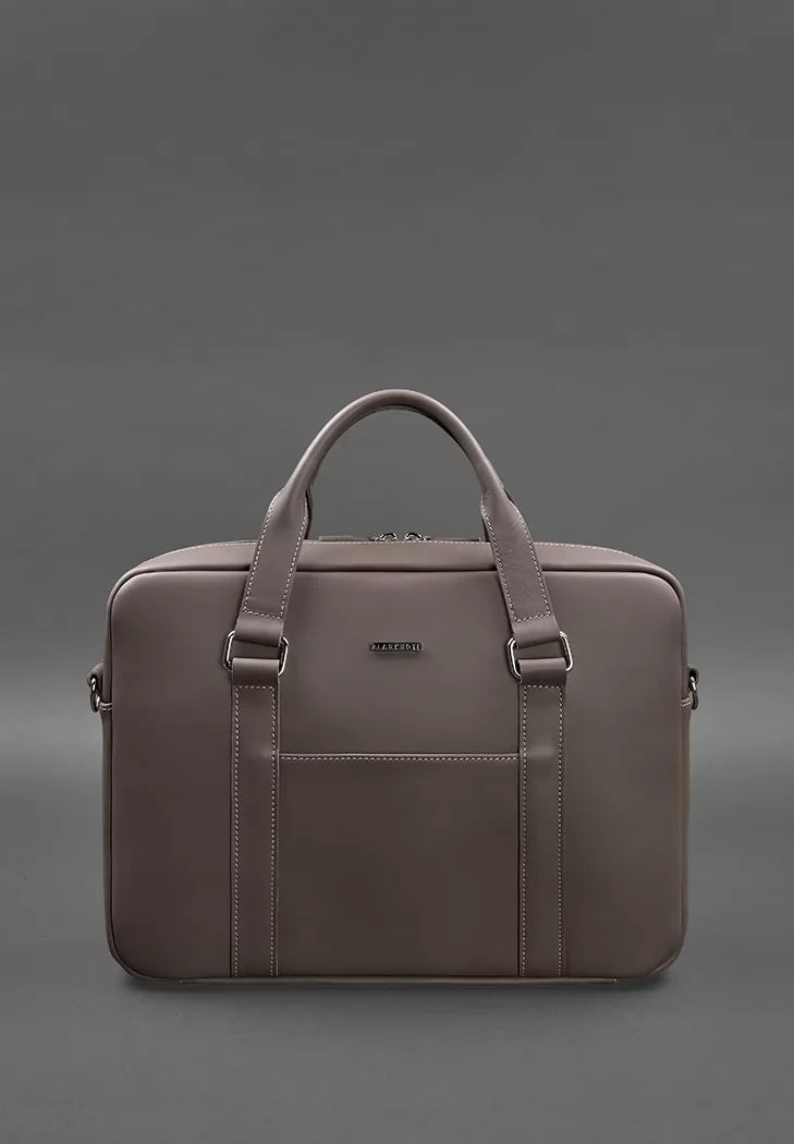 Leather bag for laptop and documents dark beige - BN-BAG-37-beige