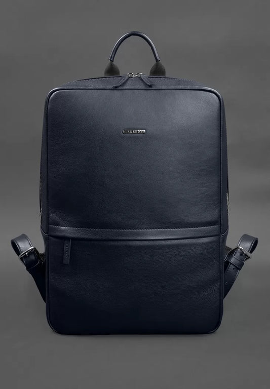 Leather backpack Foster 1.1 Navy Blue - BN-BAG-39-1-navy-blue