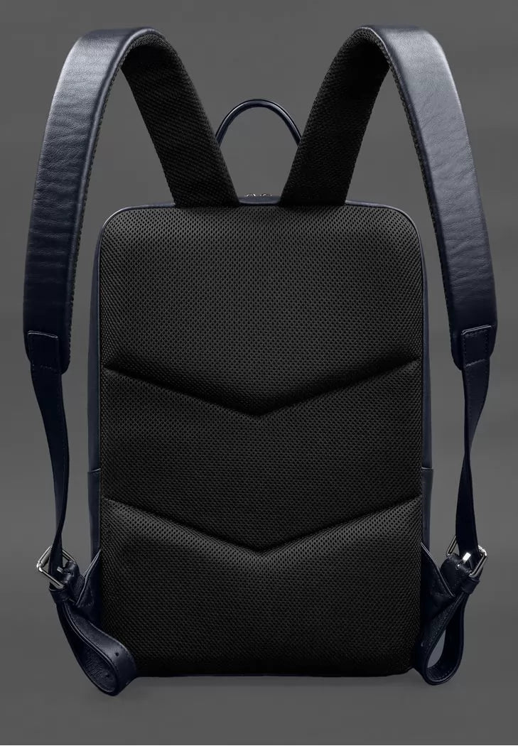 Leather backpack Foster 1.1 Navy Blue - BN-BAG-39-1-navy-blue