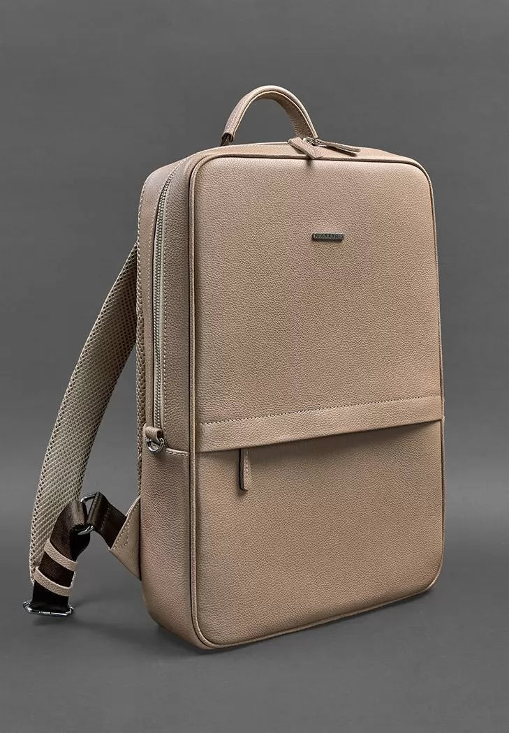 Light beige leather women's backpack Foster 1.0 - BN-BAG-39-crem-brule