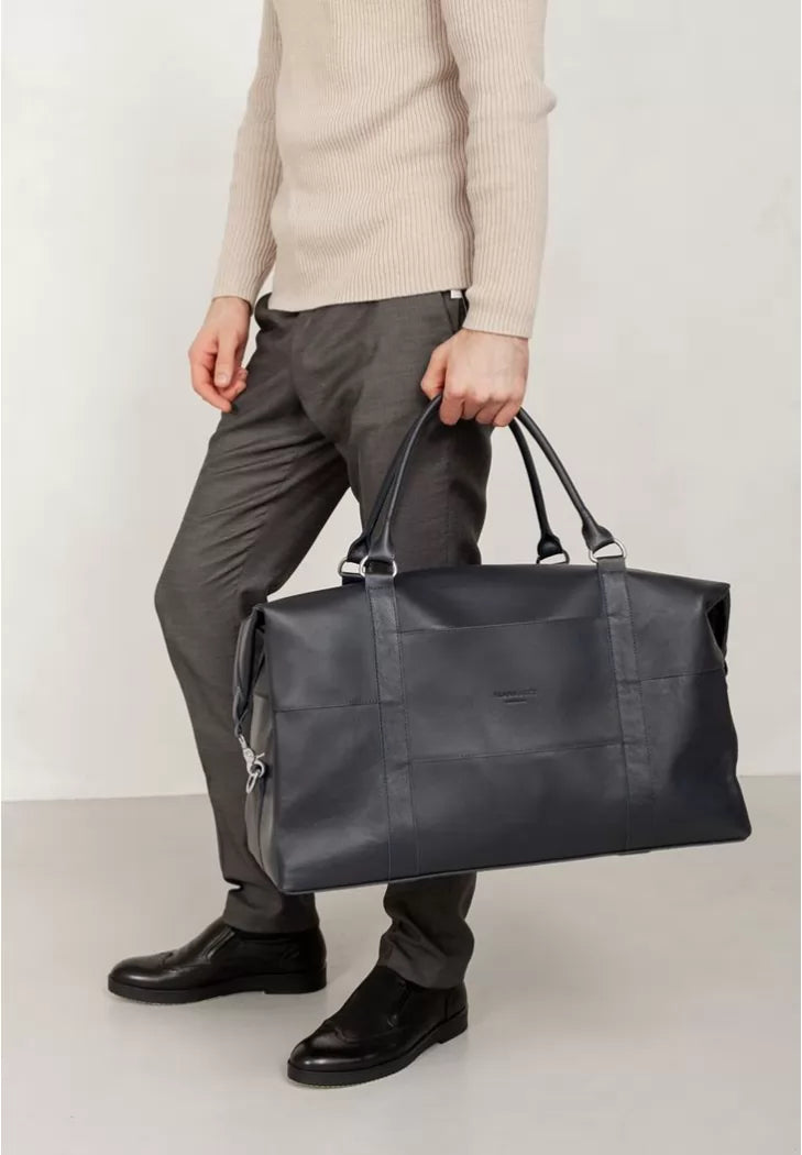 Navy blue leather travelling bag - BN-BAG-41-mystic