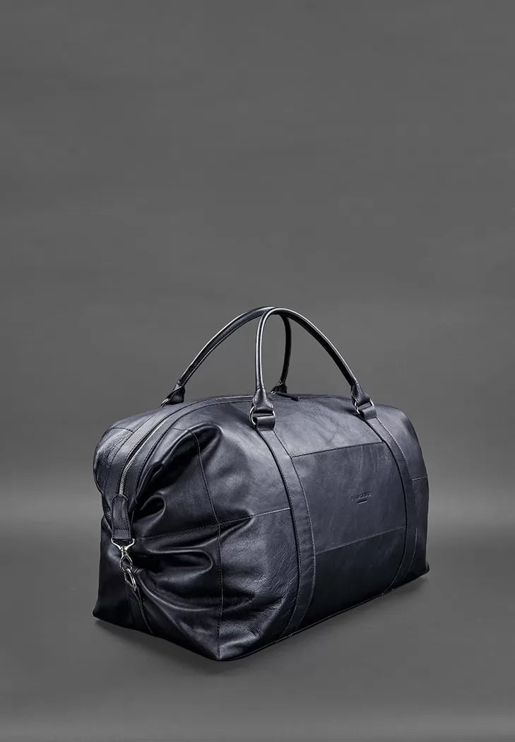 Navy blue leather travelling bag - BN-BAG-41-mystic