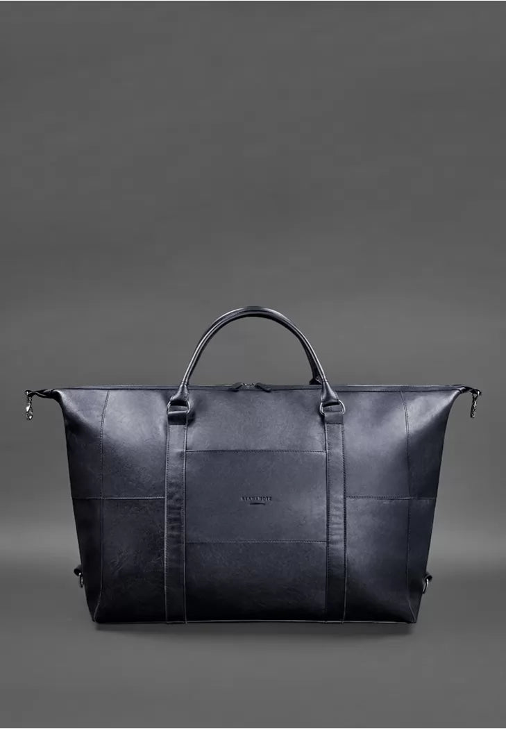 Navy blue leather travelling bag - BN-BAG-41-mystic