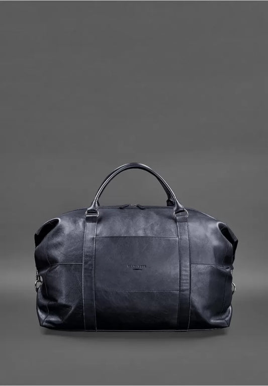 Navy blue leather travelling bag - BN-BAG-41-mystic