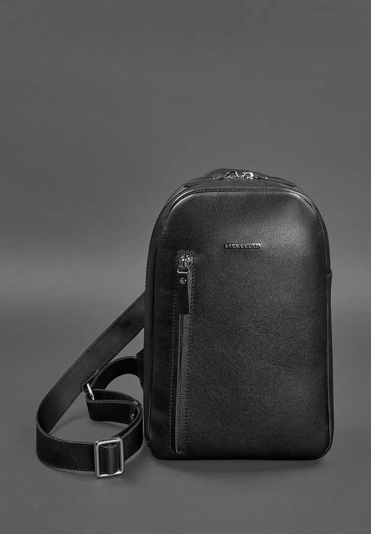 Black leather men's one-shoulder backpack Chest Bag - BN-BAG-42-g