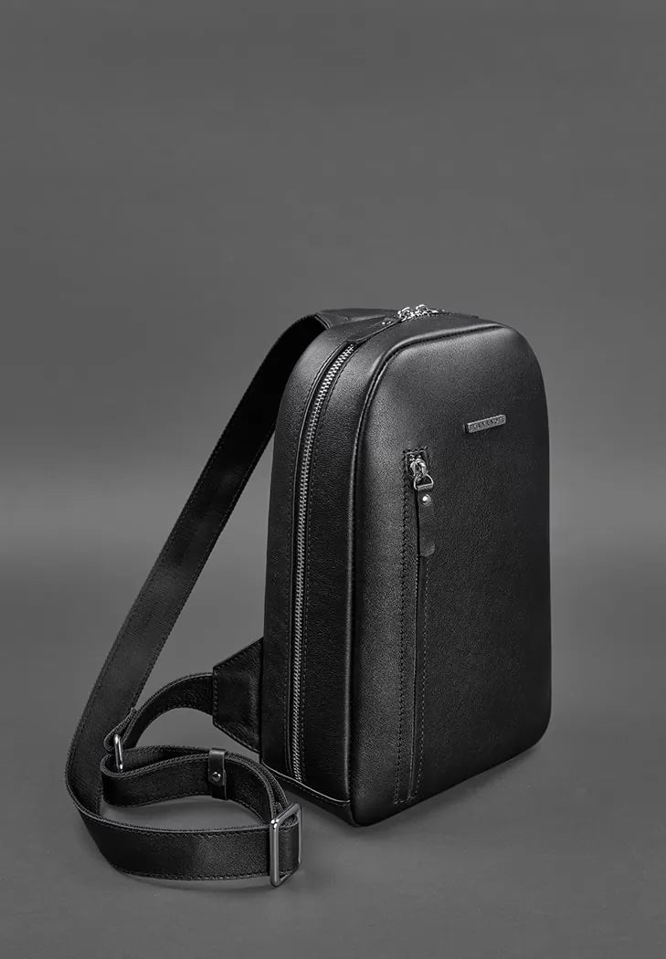 Black leather men's one-shoulder backpack Chest Bag - BN-BAG-42-g