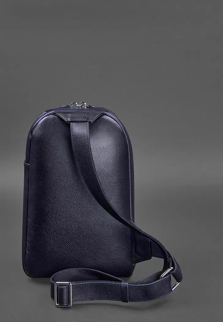 Navy blue leather men's one-shoulder backpack Chest Bag - BN-BAG-42-navy-blue
