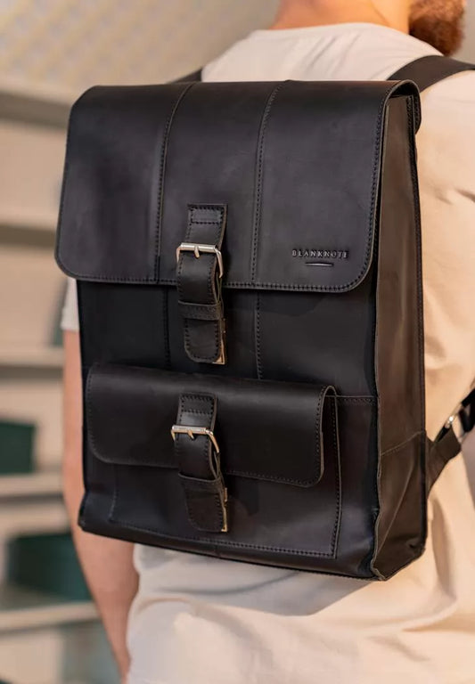 Brit leather backpack black Crazy Horse - BN-BAG-47-g-kr