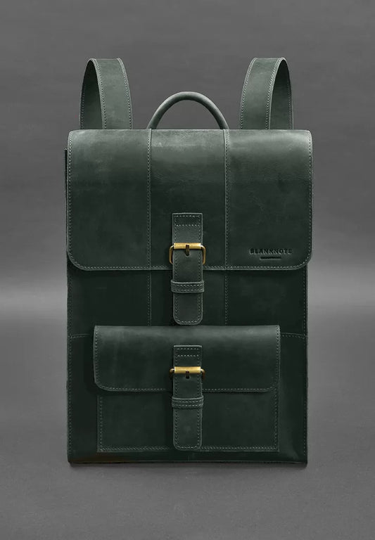 Brit green Crazy Horse leather backpack - BN-BAG-47-iz