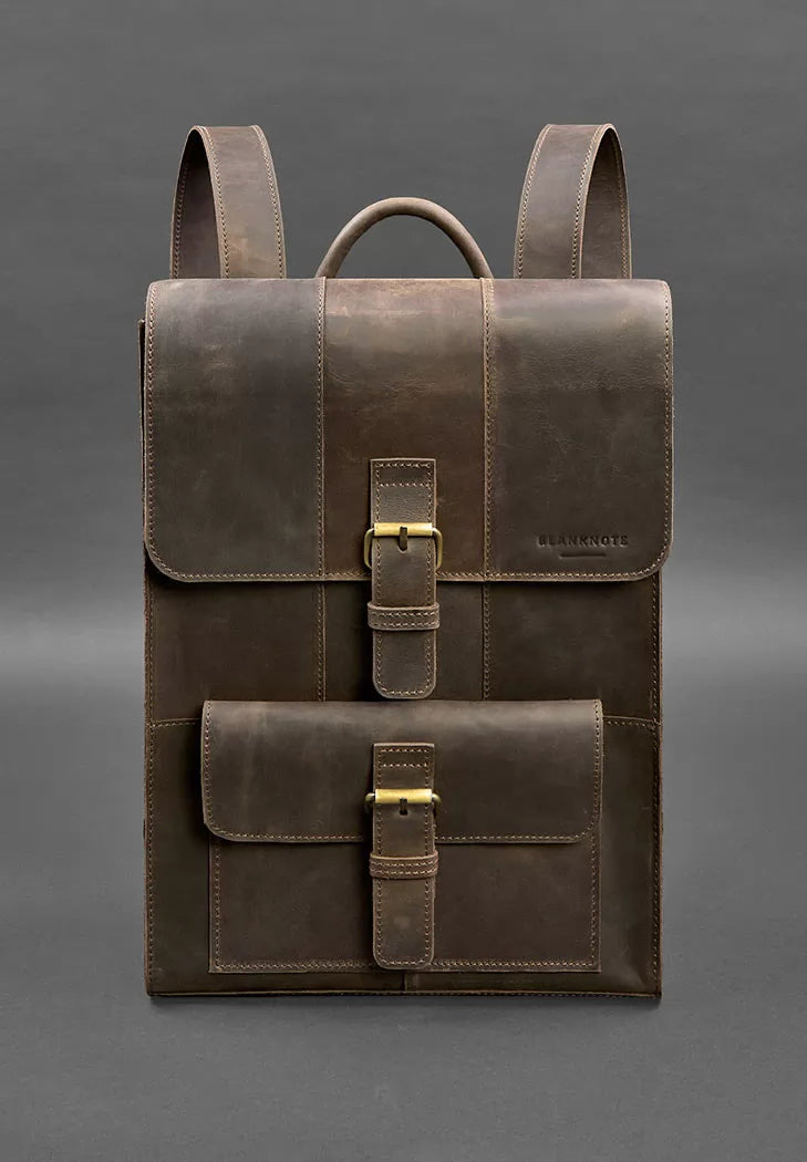 Brit leather backpack dark brown Crazy Horse - BN-BAG-47-o