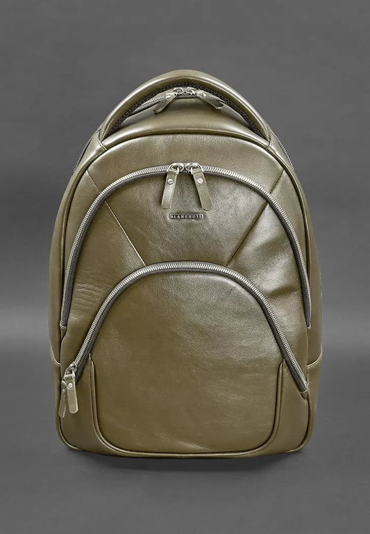 Leather backpack olive crush - BN-BAG-48-olive