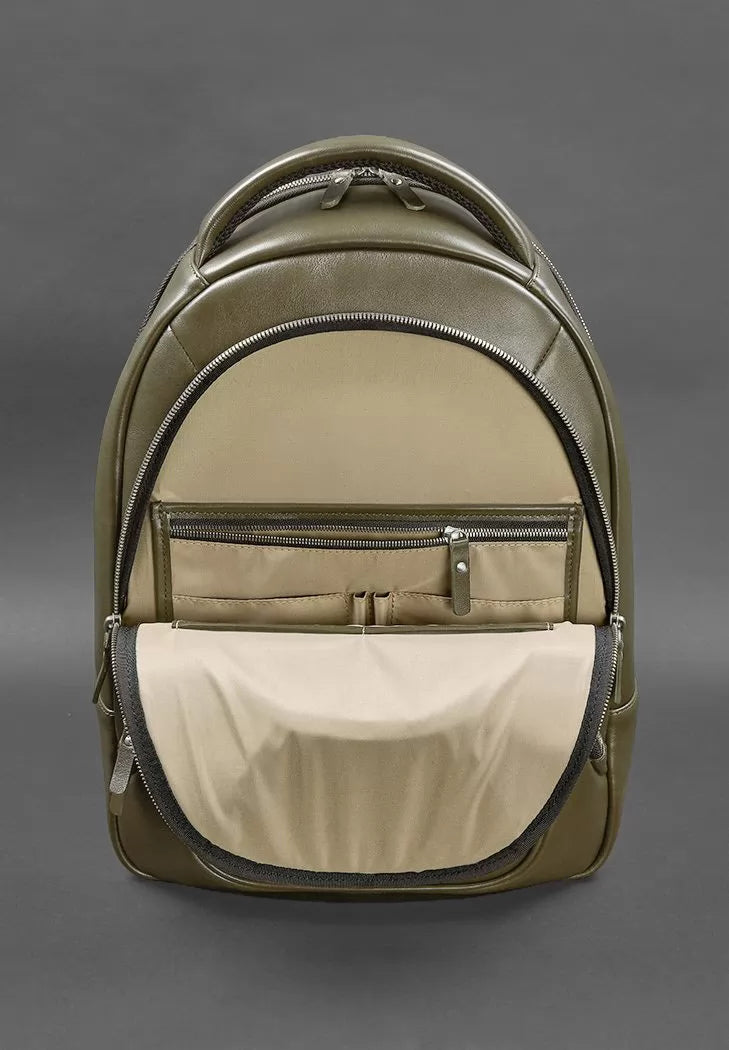 Leather backpack olive crush - BN-BAG-48-olive