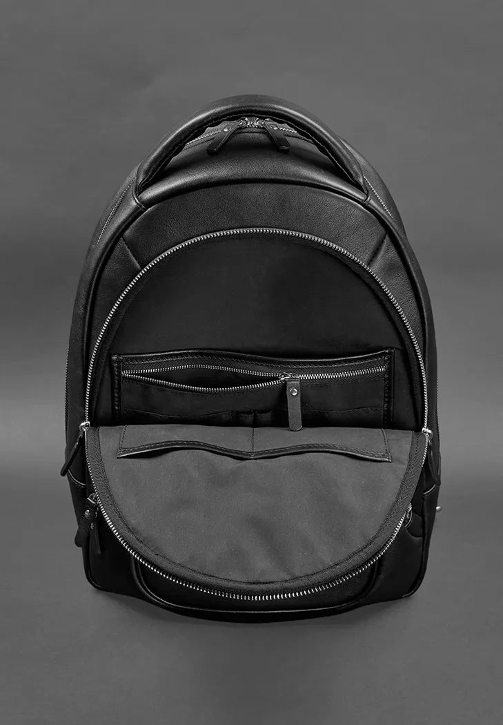 Black leather backpack - BN-BAG-48-g